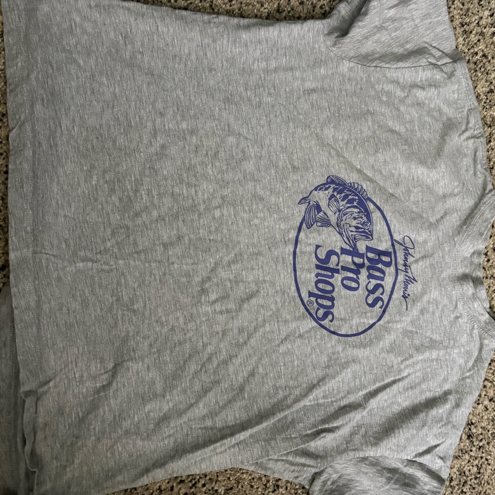 Bass Pro Shops Heather Gray Tee with Blue Logo
